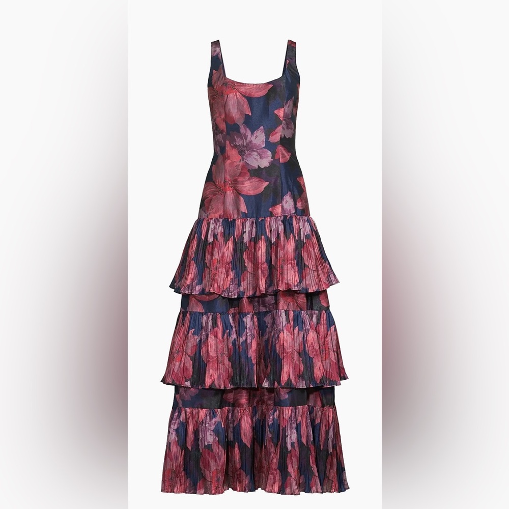 Hutch Luna Floral Tiered maxi dress in Pink and Navy